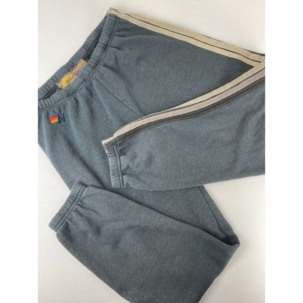 ~ Aviator Nation XL Sweatpants Gray 5-Stripe Beachy Lounge Athleisure Gym Relax - Picture 14 of 15